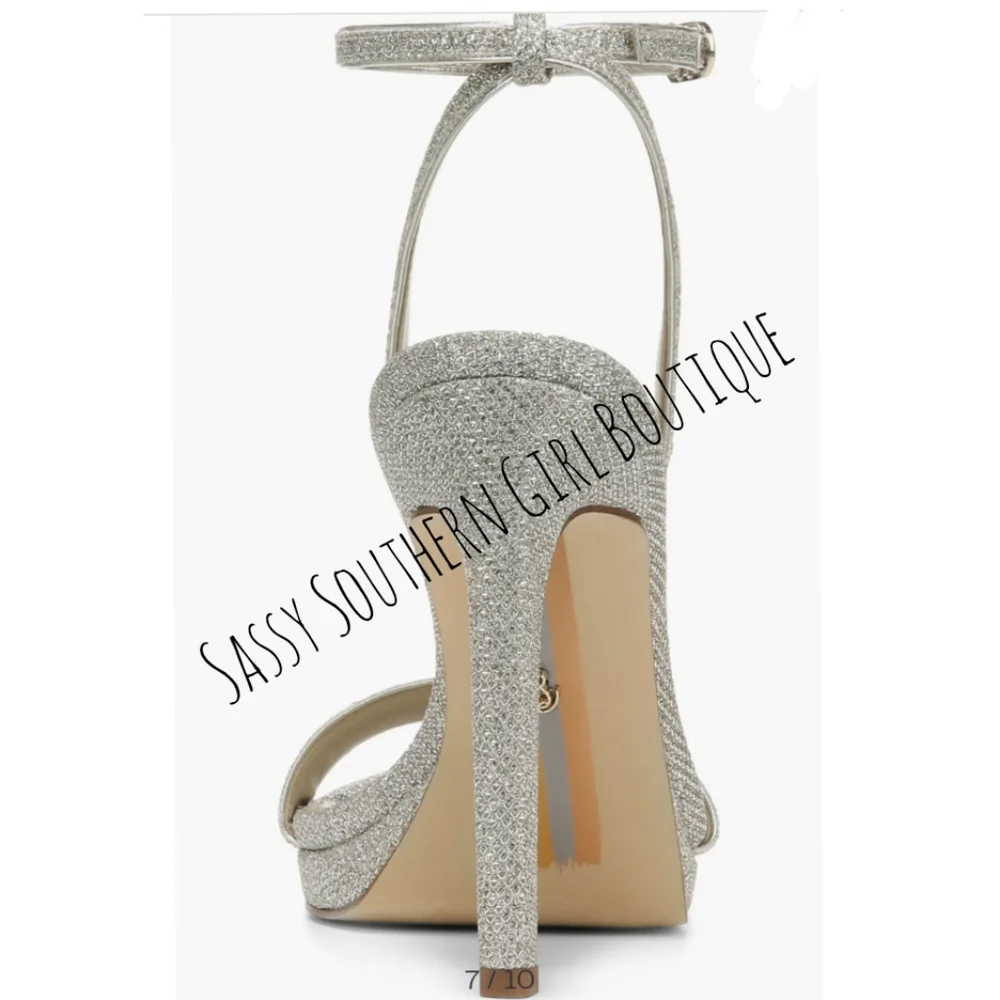 ⭐🆕Shimmer Sam Edelman jute metallic ankle strap heels